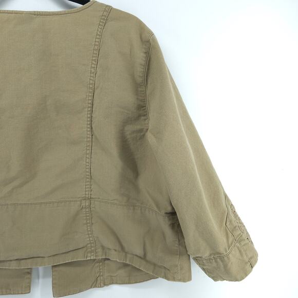 Plus Size Venezia 18/20 Canvas Bolero Embroidered Crop Jacket Blazer 3/4 Sleeve - Picture 11 of 16